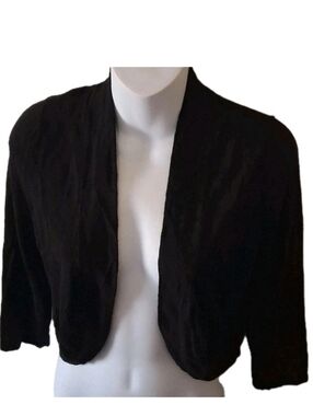 Jessica Howard - Women's Black Open Front Shrug/Bolero Cropped Small Sweater